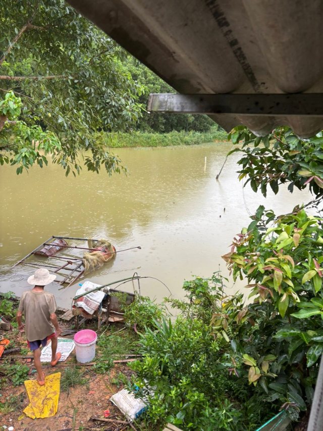 Nhà gần sông, không gian thoáng mát, cây cối nhiều